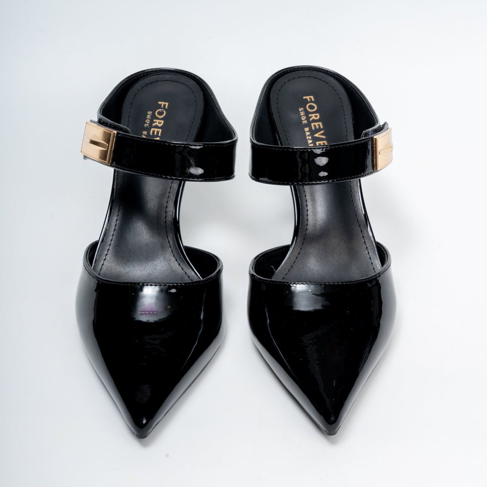 Boss Lady Pointed Toe Strap Heels - Black - view 4