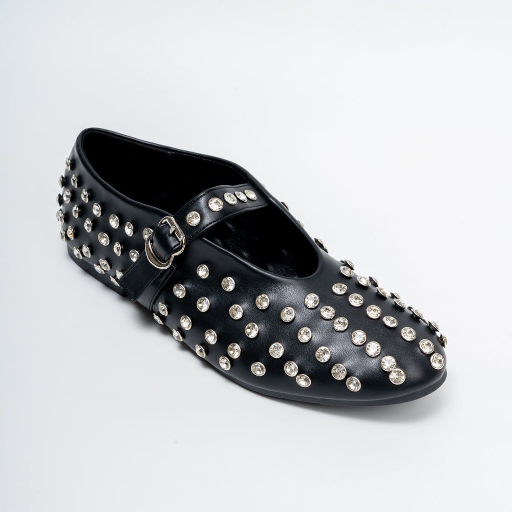 The Glam Studded - Black Flat Ballerinas - view 3