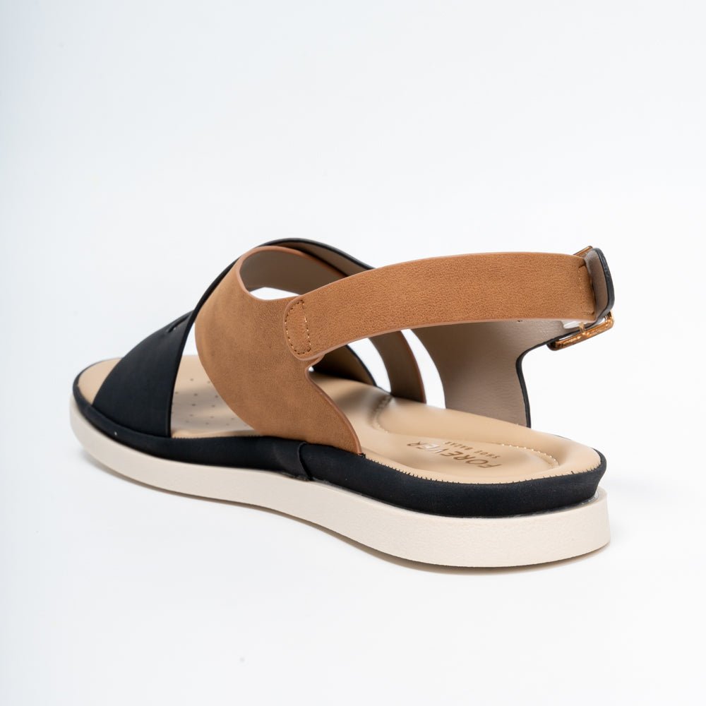Forever Chic Two-Tone Crisscross Strap Black Sandals - view 6