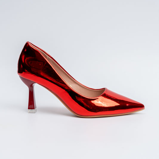 Mirror Muse - Red Metallic Pumps