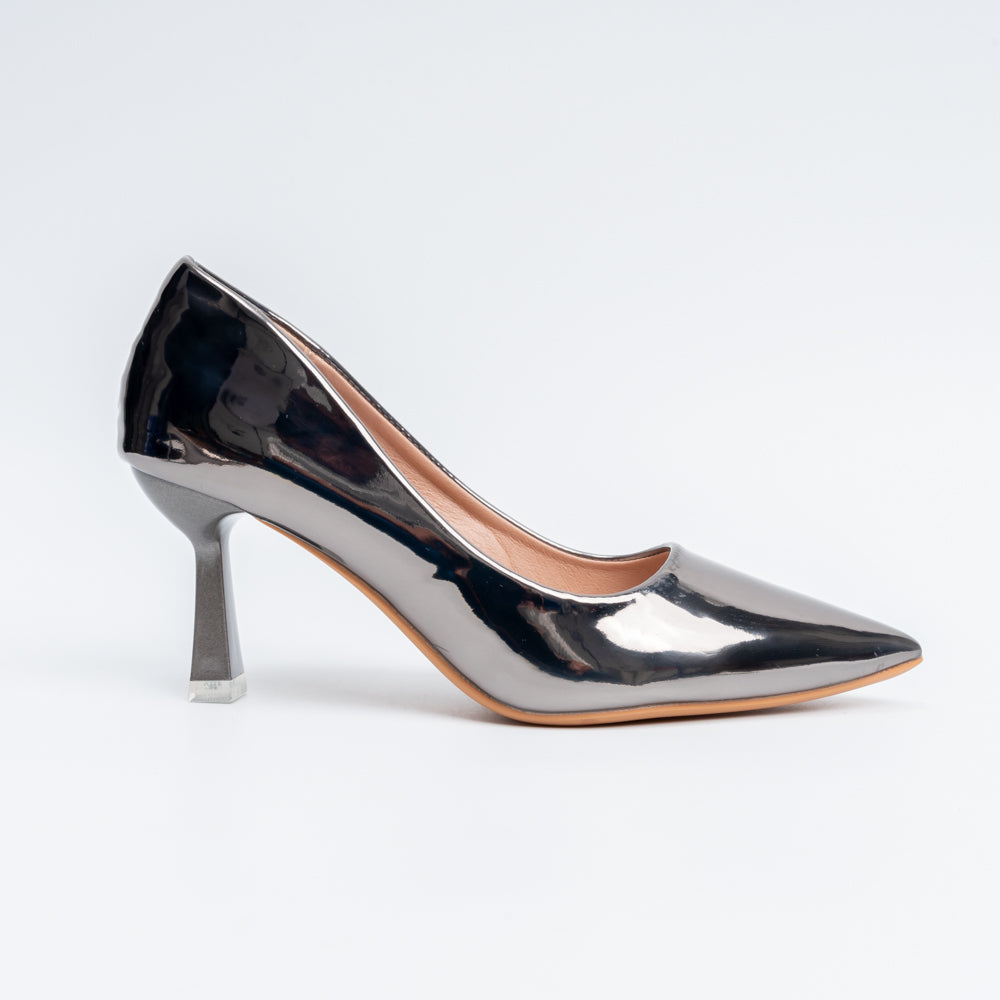 Mirror Muse - Gun Metal Metallic Pumps - view 2
