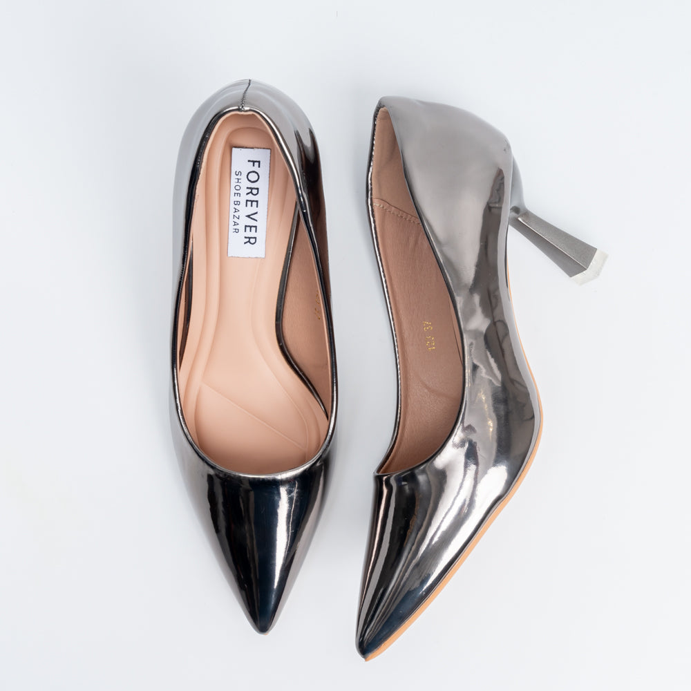 Mirror Muse - Gun Metal Metallic Pumps - view 5