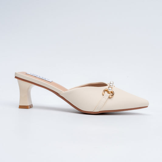 Pearl Embellished - Beige Mules