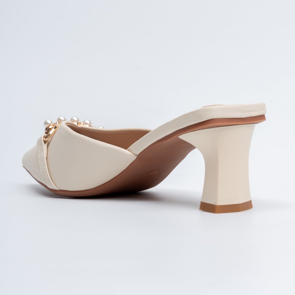 Pearl Embellished - Beige Mules - view 6