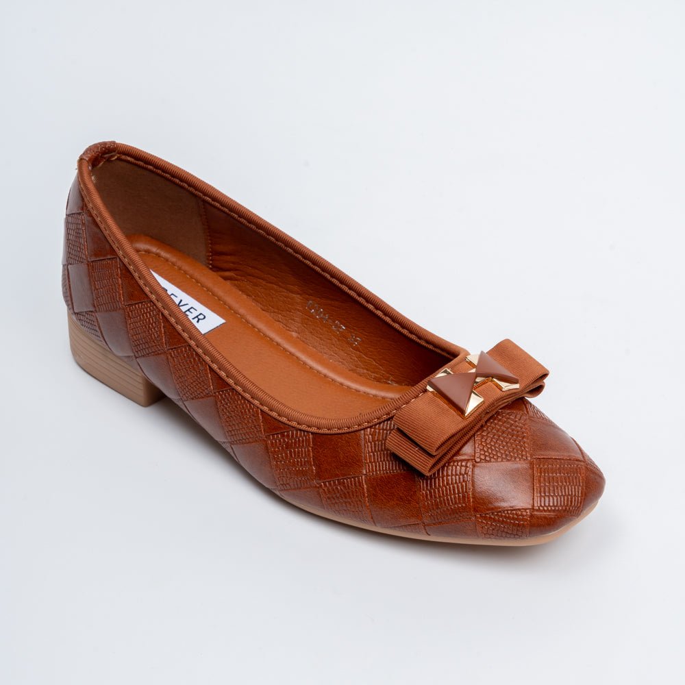 The Quilted Charm - Brown Flat Ballerinas - view 3
