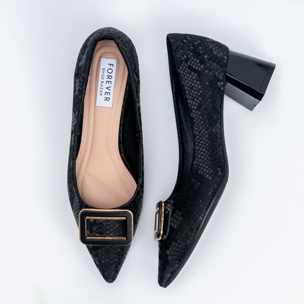 The Gianna Modern - Black Block Heel Pumps - view 5