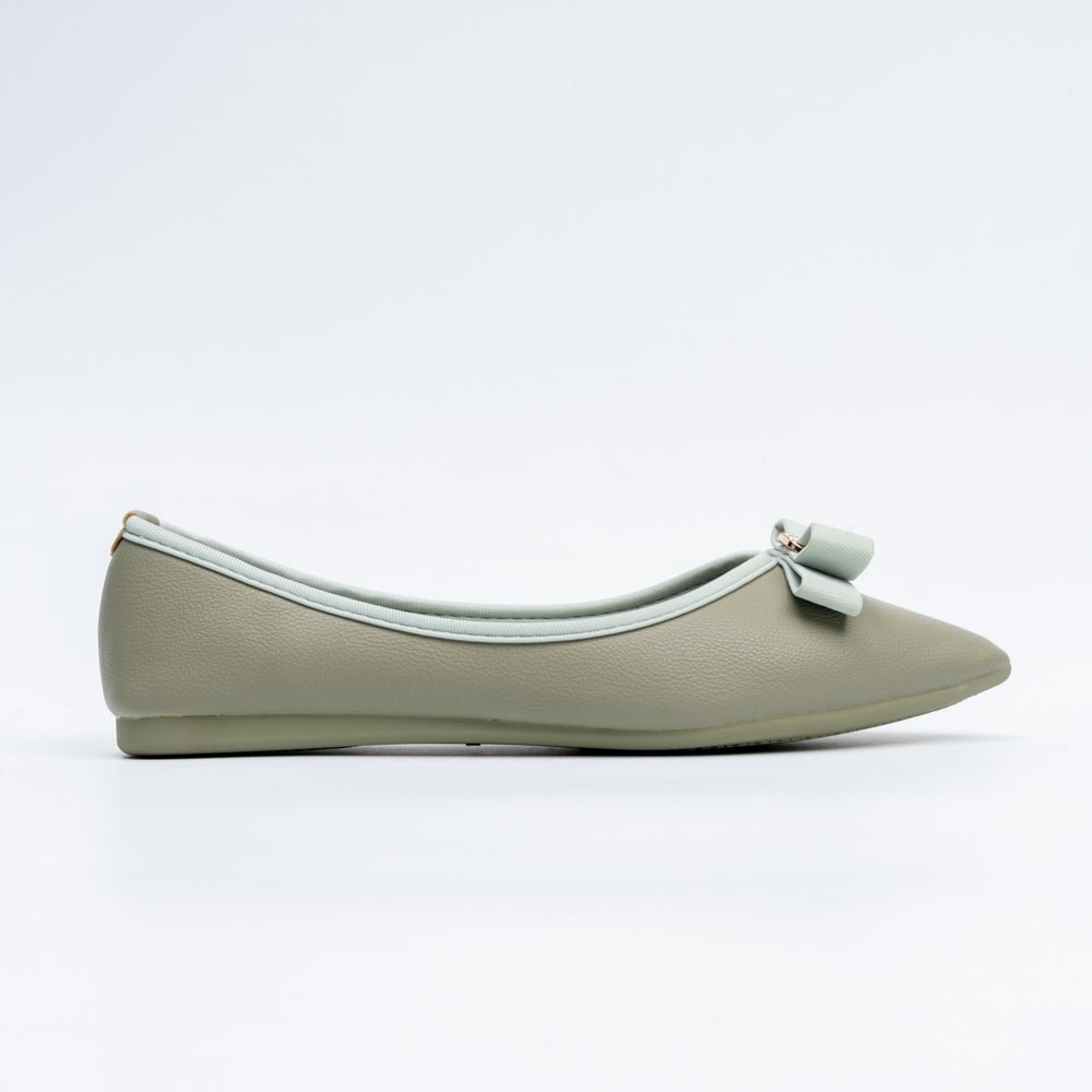 The Bella Bow - Green Flat Ballerinas - view 2