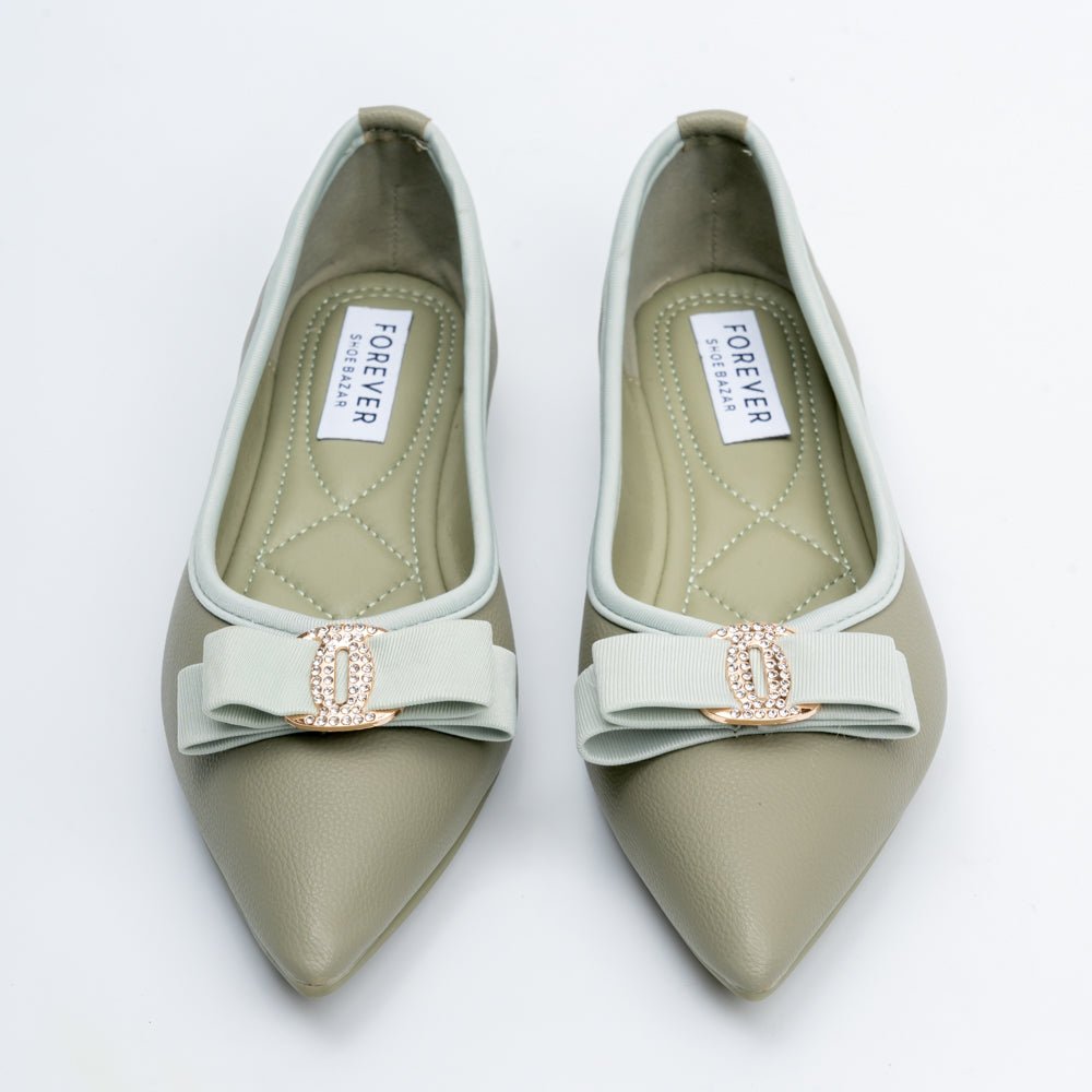 The Bella Bow - Green Flat Ballerinas - view 4