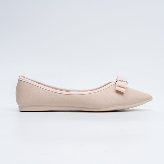 The Bella Bow - Beige Flat Ballerinas
