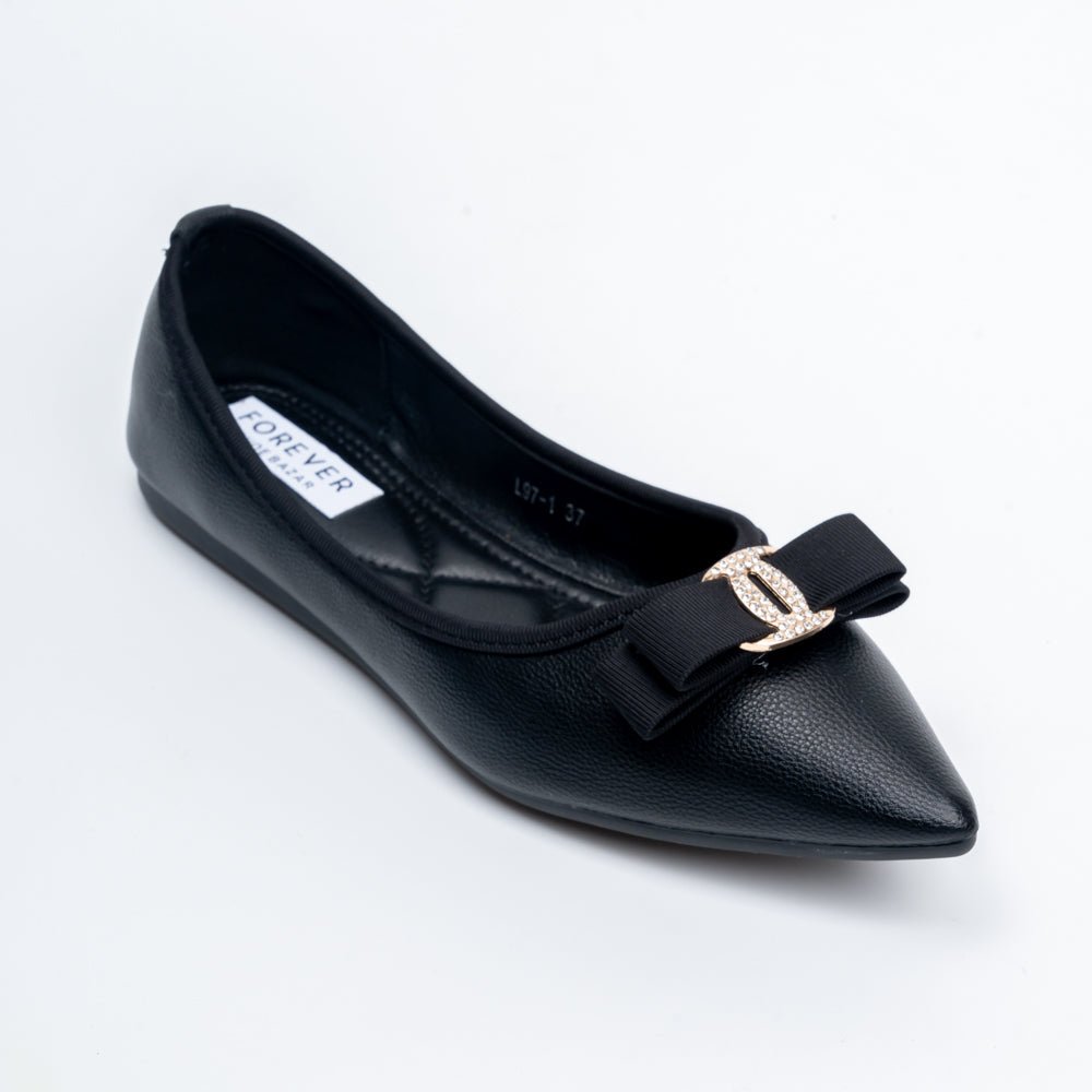 The Bella Bow - Black Flat Ballerinas - view 3