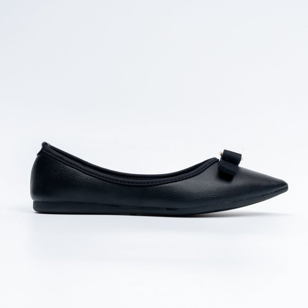 The Bella Bow - Black Flat Ballerinas - view 2