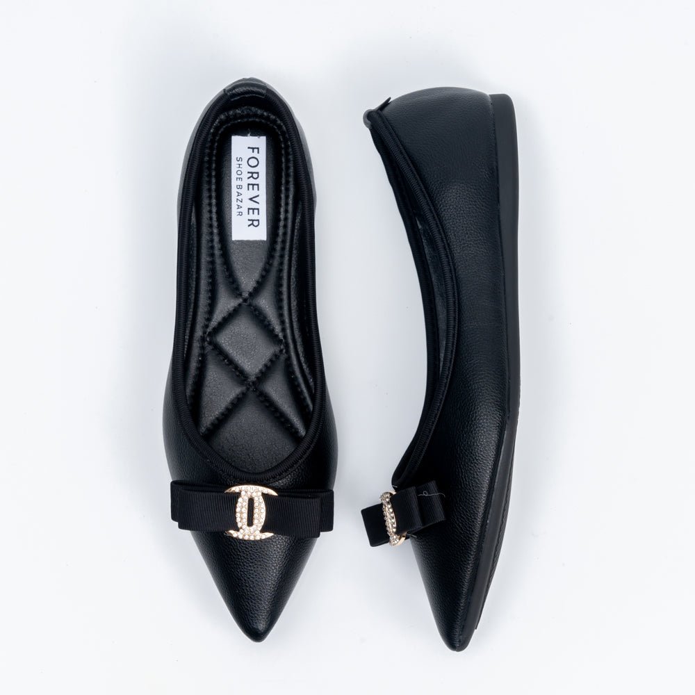 The Bella Bow - Black Flat Ballerinas - view 5