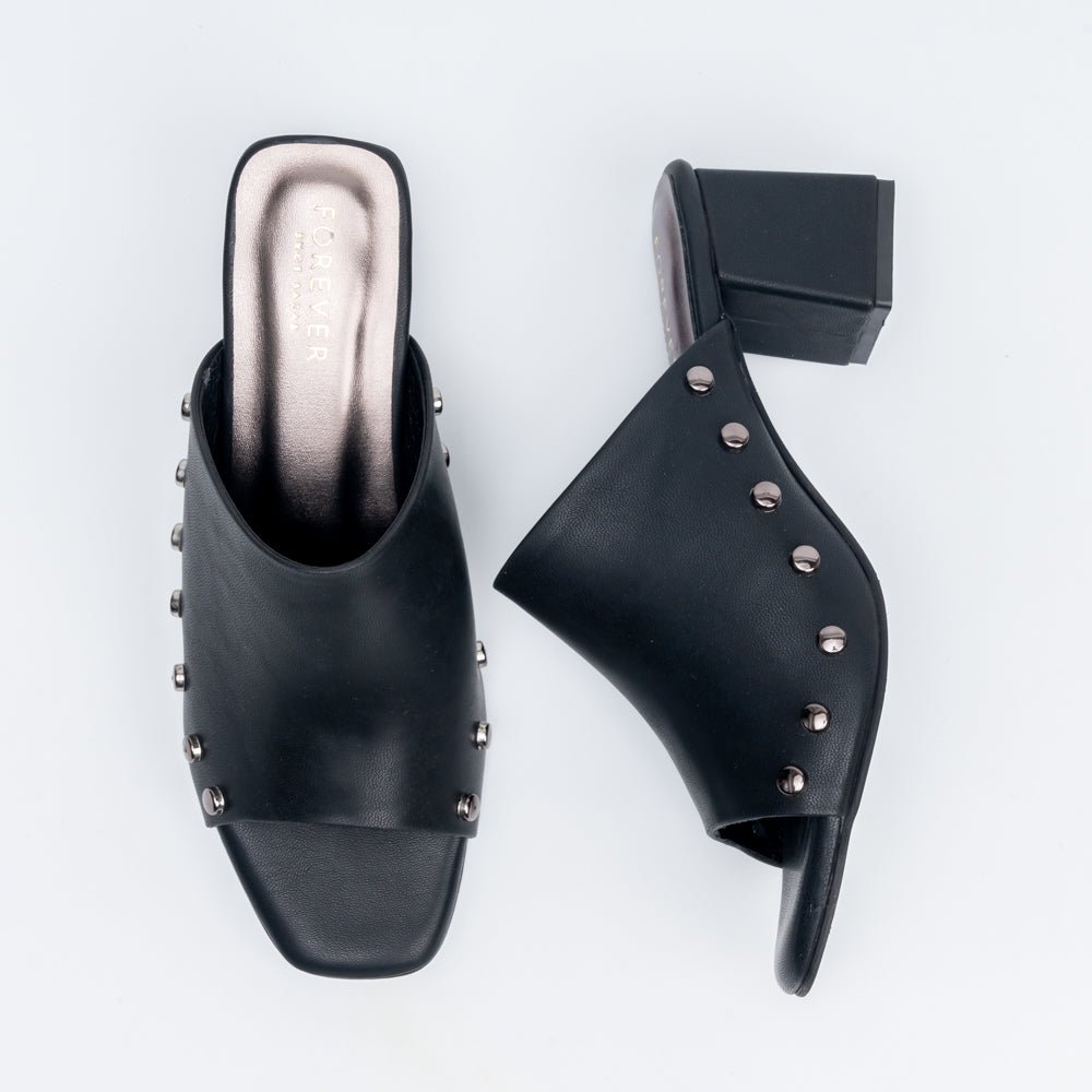 Stud Story - Black Block Heel Mules - view 5