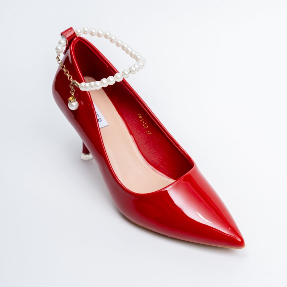 Pearl Poise - Red Anklet Pumps - view 3