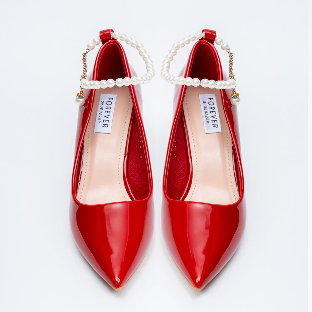 Pearl Poise - Red Anklet Pumps - view 4