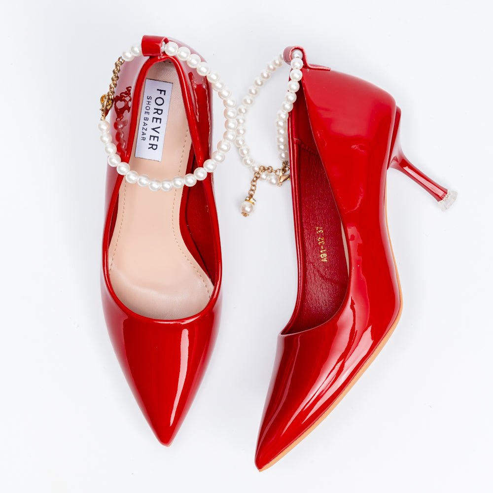 Pearl Poise - Red Anklet Pumps - view 5