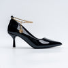 Scarlet Charm - Black Ankle Chain Pumps