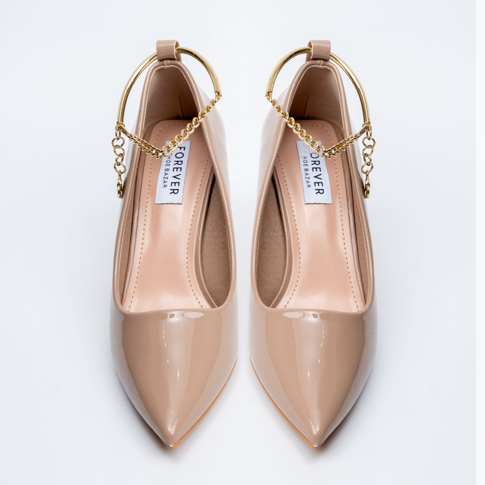 Scarlet Charm - Khaki Ankle Chain Pumps - view 4