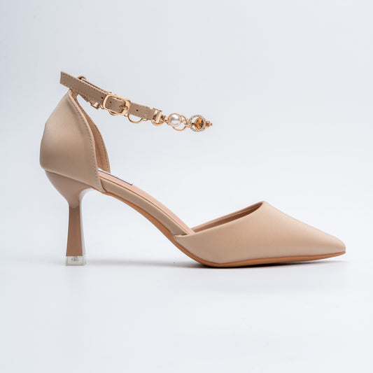 Noir Allure - Khaki Ankle Strap Heels