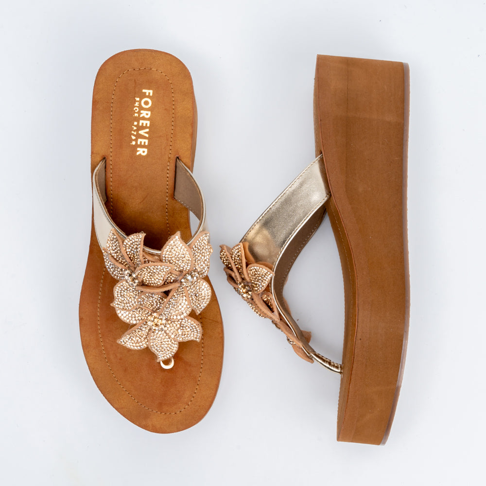 Blossom Rhinestone - Gold Platform Slip-On - view 4