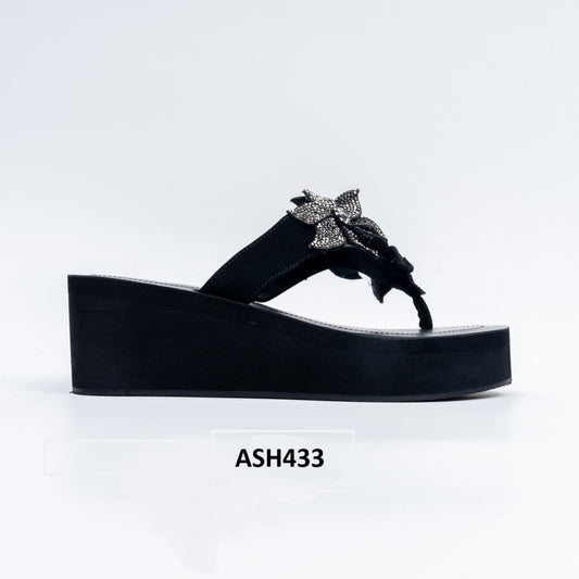 Blossom Rhinestone - Black Platform Slip-On