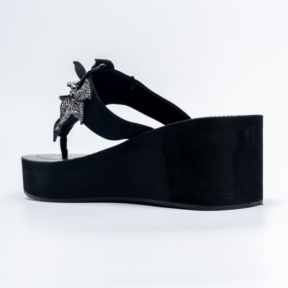 Blossom Rhinestone - Black Platform Slip-On - view 5