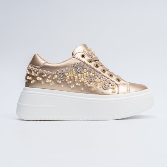 Pearl Play - Gold Fashion Sneakers