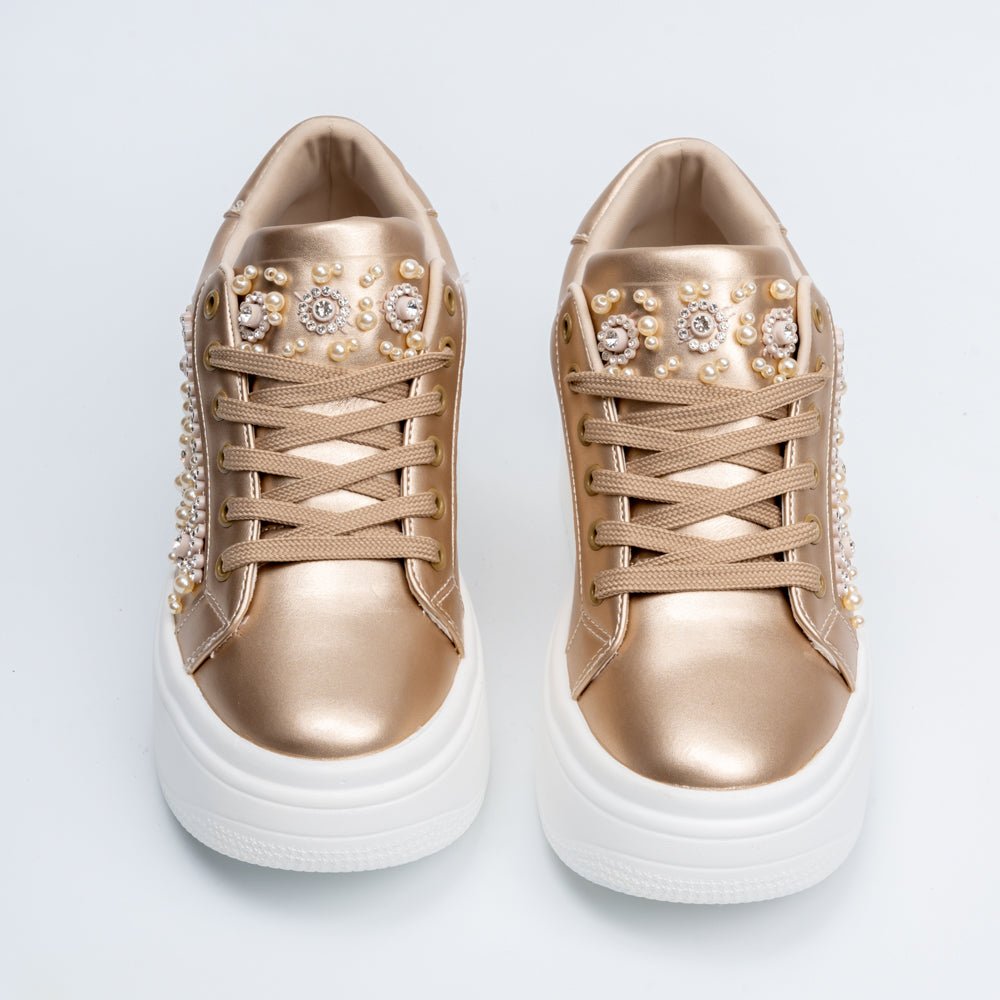 Pearl Play - Gold Fashion Sneakers - view 4