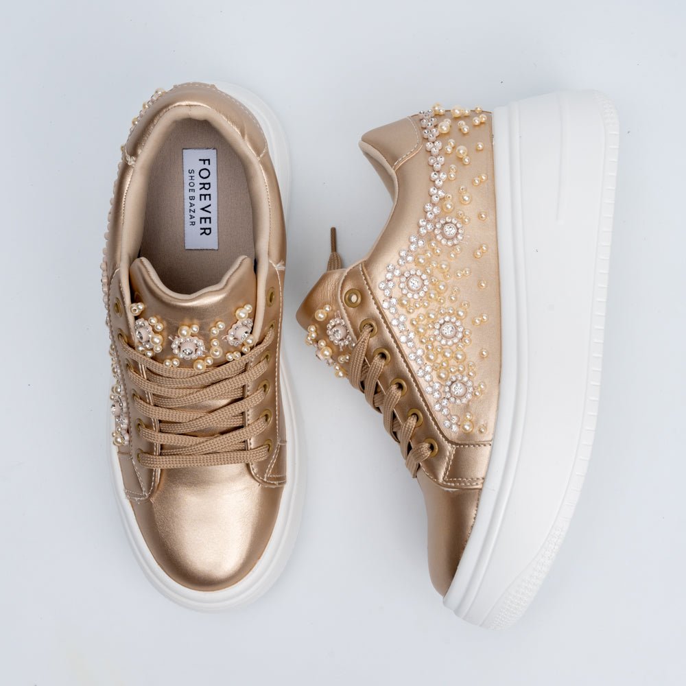 Pearl Play - Gold Fashion Sneakers - view 5