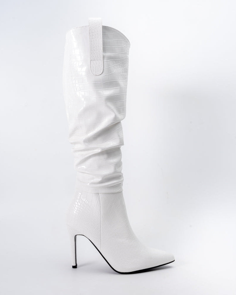 Croc Diva - White Heel Boots