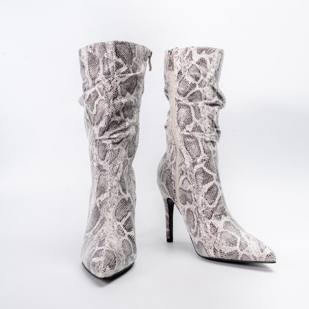 Cobra Charm - Off White Snakeskin Boots - view 4