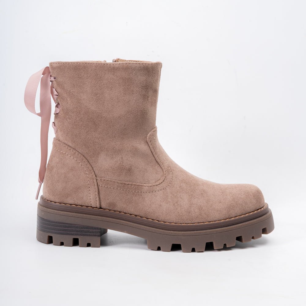 Ribbon Step – Khaki Ankle Boots