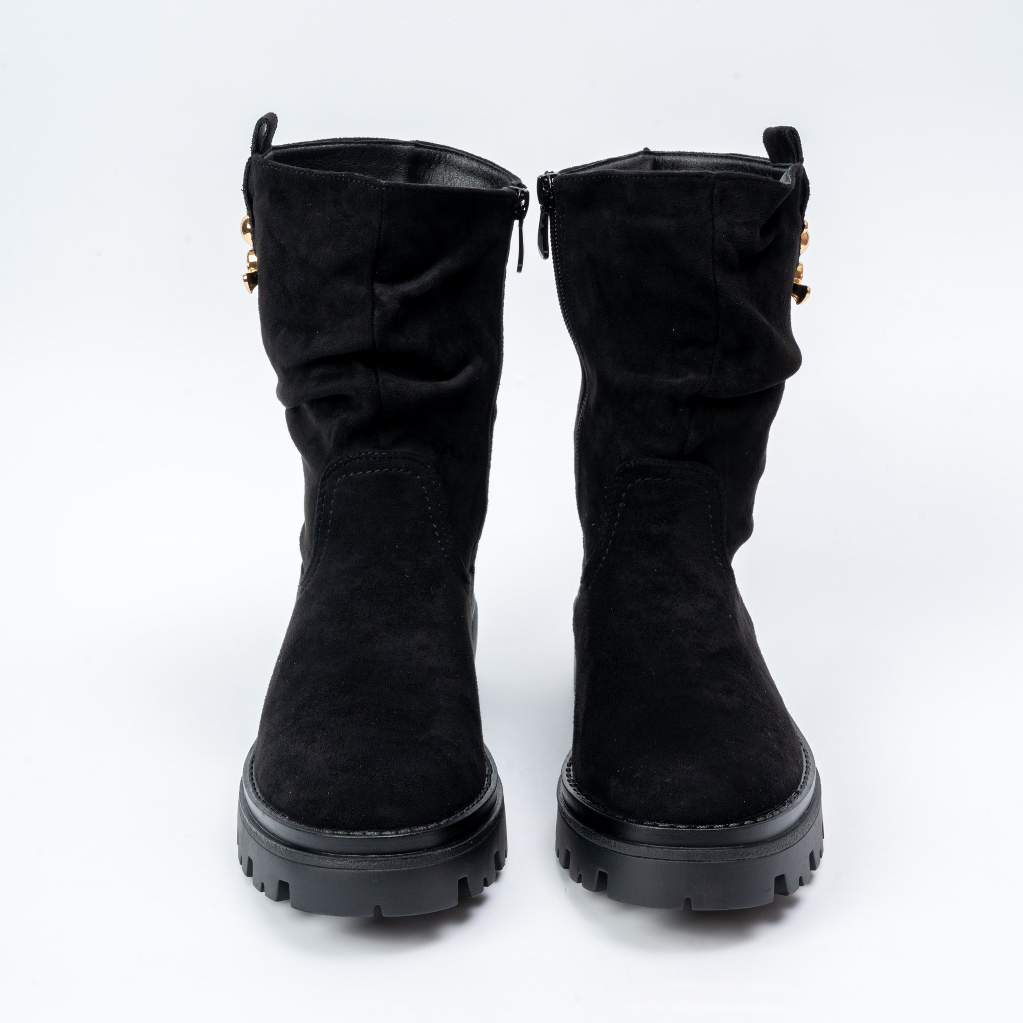 Gold Bear Charm - Black Suede Boots - view 3