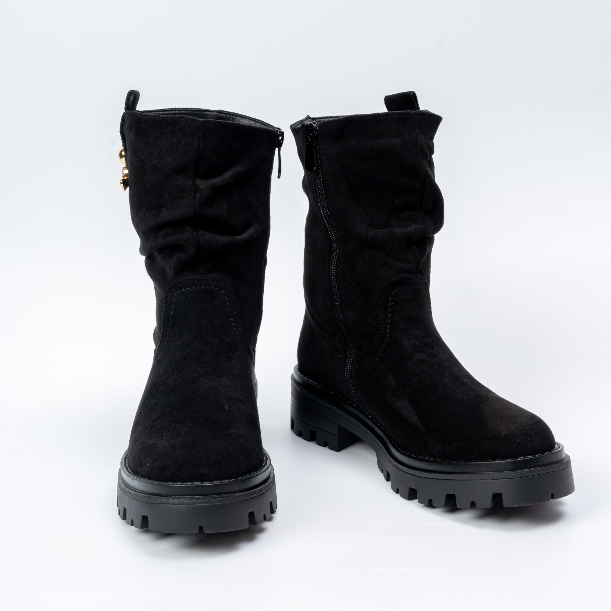 Gold Bear Charm - Black Suede Boots - view 4