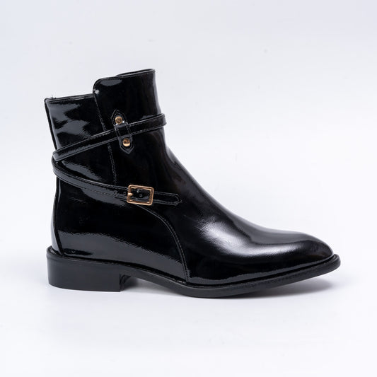 Never Fade - Black Patent Ankle Boots