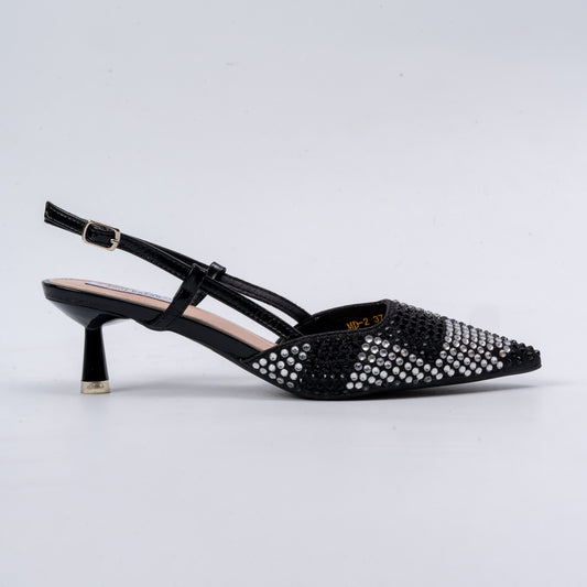 Hooked to Party - Black Partywear Kitten Heels