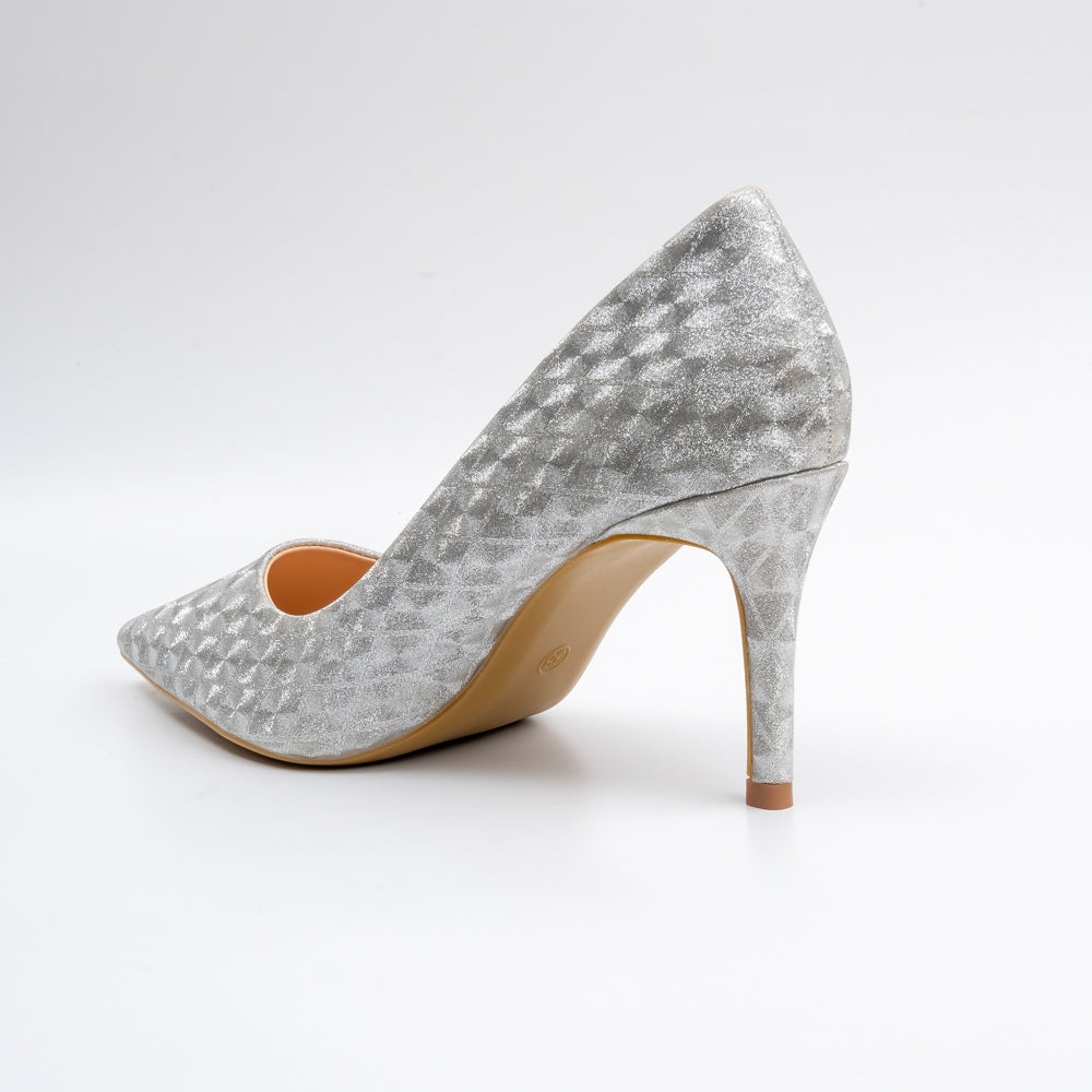 Pretty Posh-ible - Silver Partywear Stiletto Heels - view 6