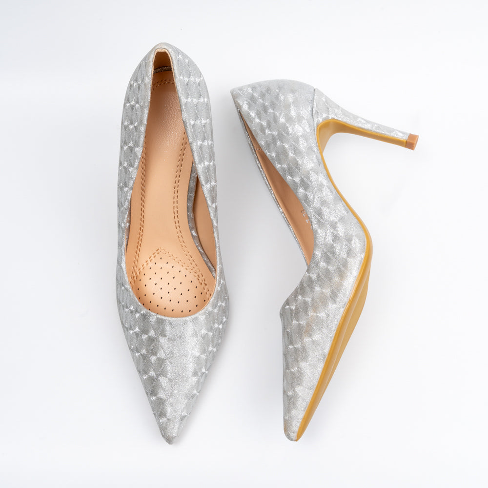 Pretty Posh-ible - Silver Partywear Stiletto Heels - view 4