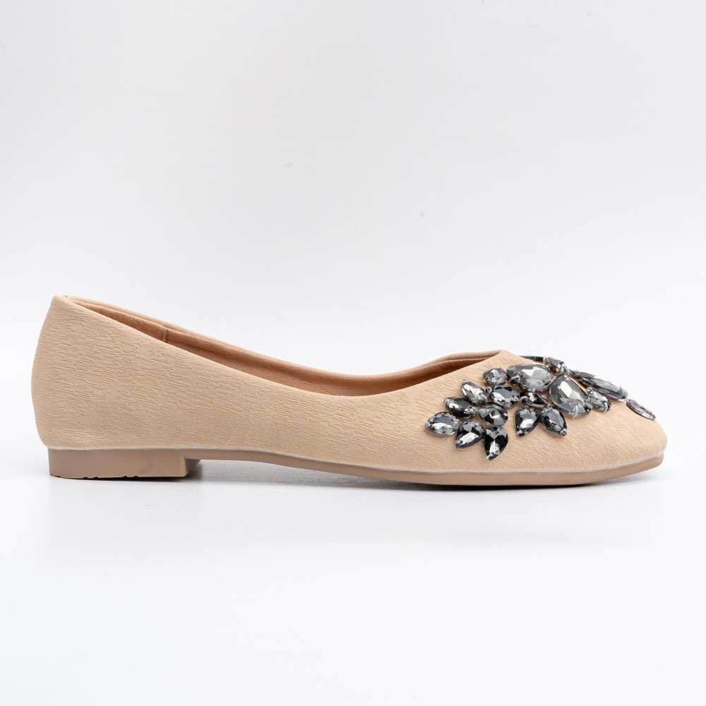 Shine Like A Diamond - Beige Partywear Ballerinas - view 2