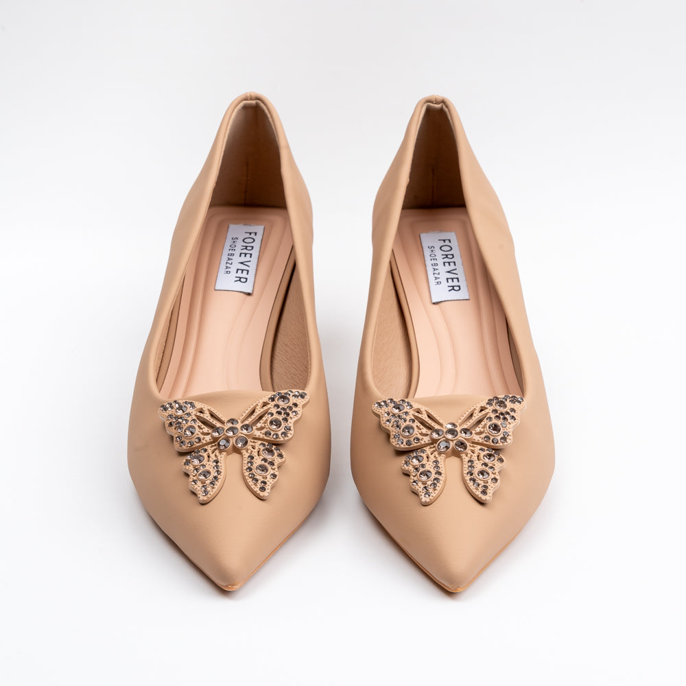 Give Me Butterflies - Beige Partywear Heels - view 4