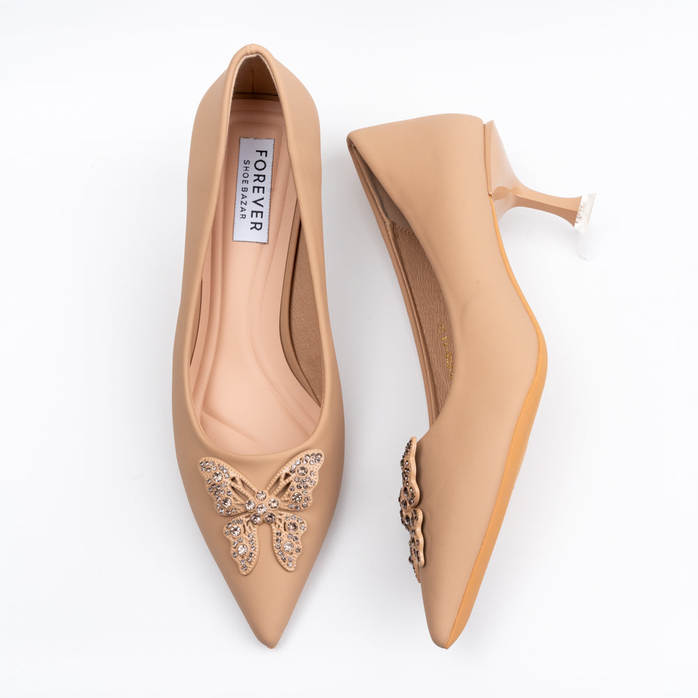 Give Me Butterflies - Beige Partywear Heels - view 6