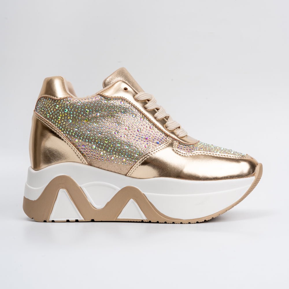 Rock The Party - Gold Partywear Sneakers . - view 2