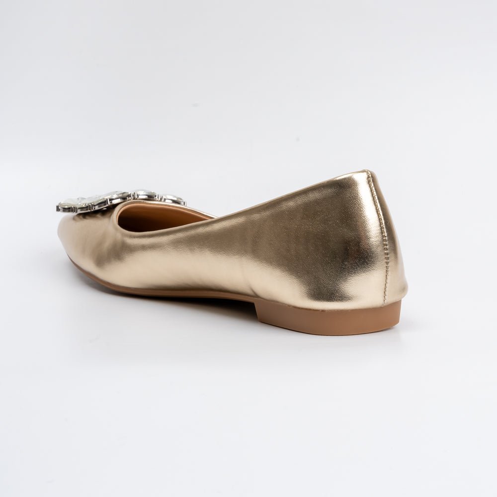 Glistening Aura - Gold Partywear Ballerinas - view 3