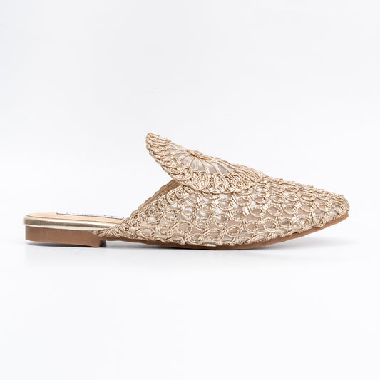 Dear Diana - Gold Crochet Mules
