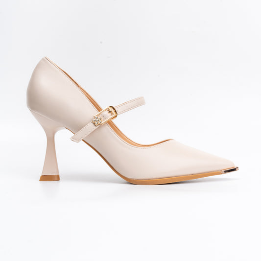 Miss Academia - Beige Formal Pencil Heels