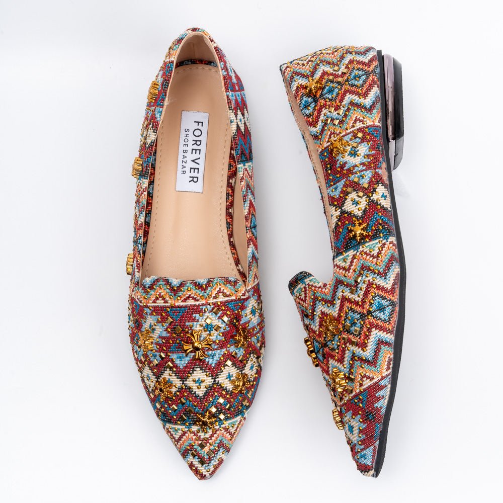 Aztec Lore - Maroon Embellished Ballerina - view 5