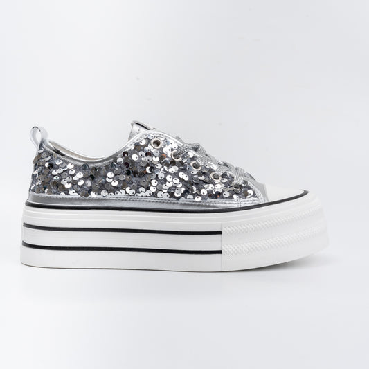 Party Shoes - Silver Sequin Partywear Sneakers