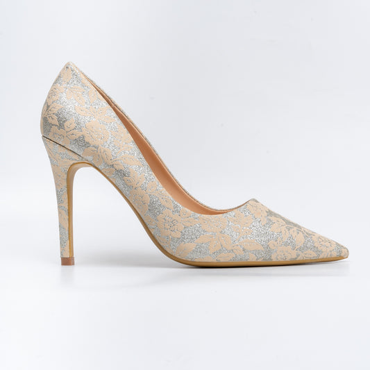 Floral Aura - Gold Partywear Pumps