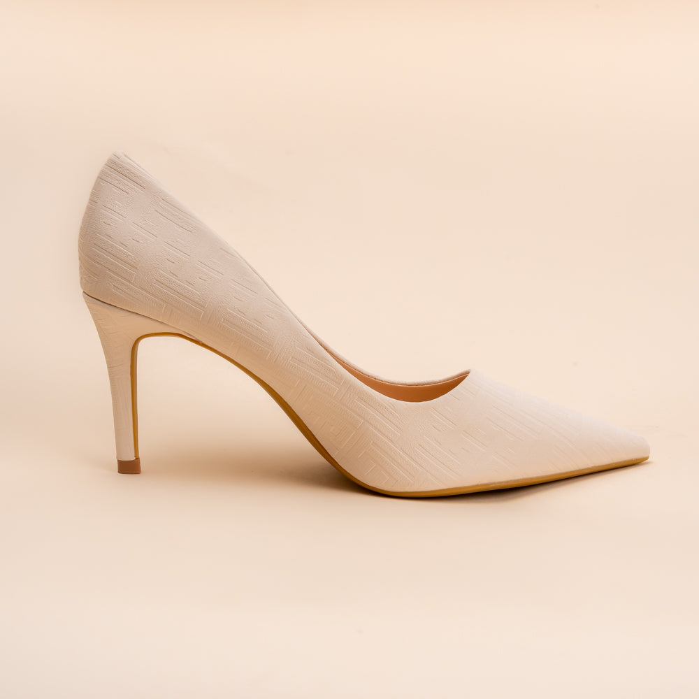 Beige Stiletto Heels Pointed Toe Slip-On Pointed-Toe Stilettos