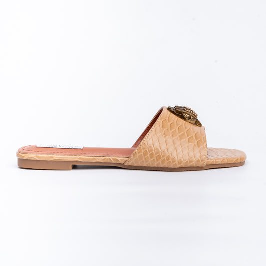 Dracarys - Khaki Faux Snake Skin Flats